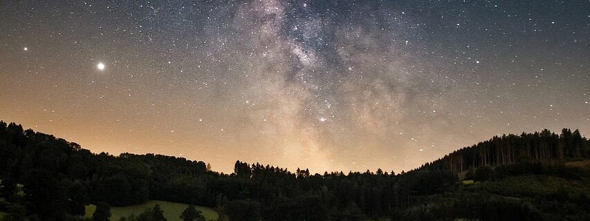 starry sky, flower meadow, beautiful flowers, night, milky way, landscape, universe, nature, flowers, flower background, flower wallpaper, meadow, galaxy, astronomy, space, earth, long exposure